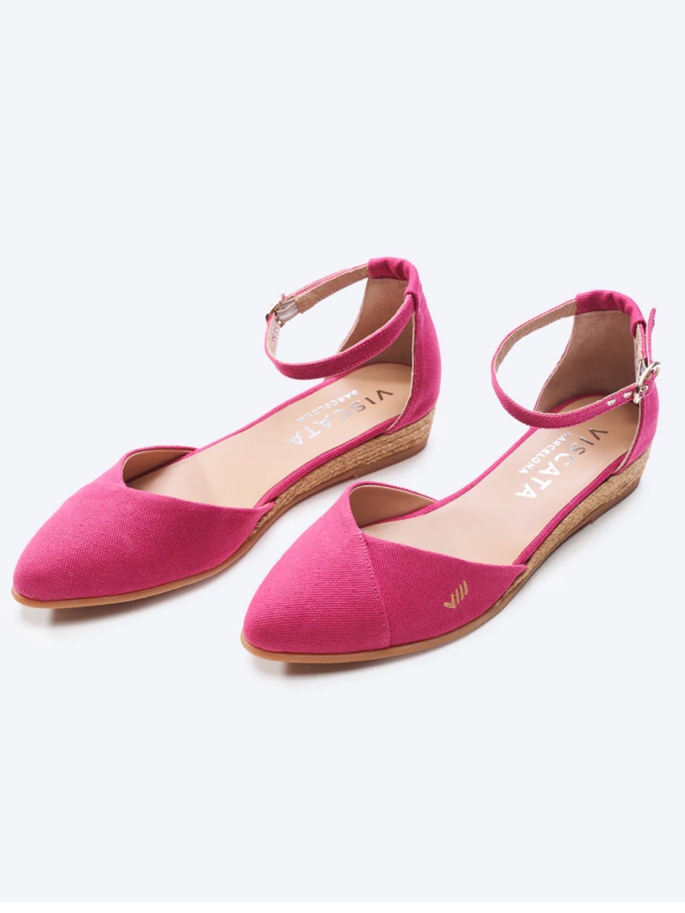 VISCATA Pink Ankle-Strap Espadrille Flats